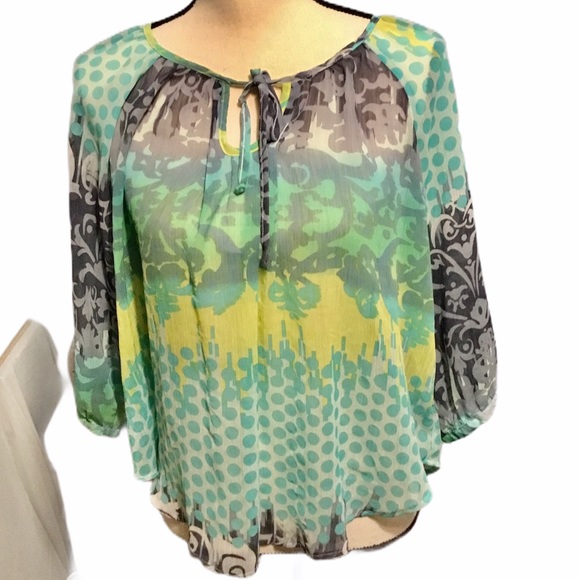 by@by Tops - By@by peasant green blouse mid sleeve ti…